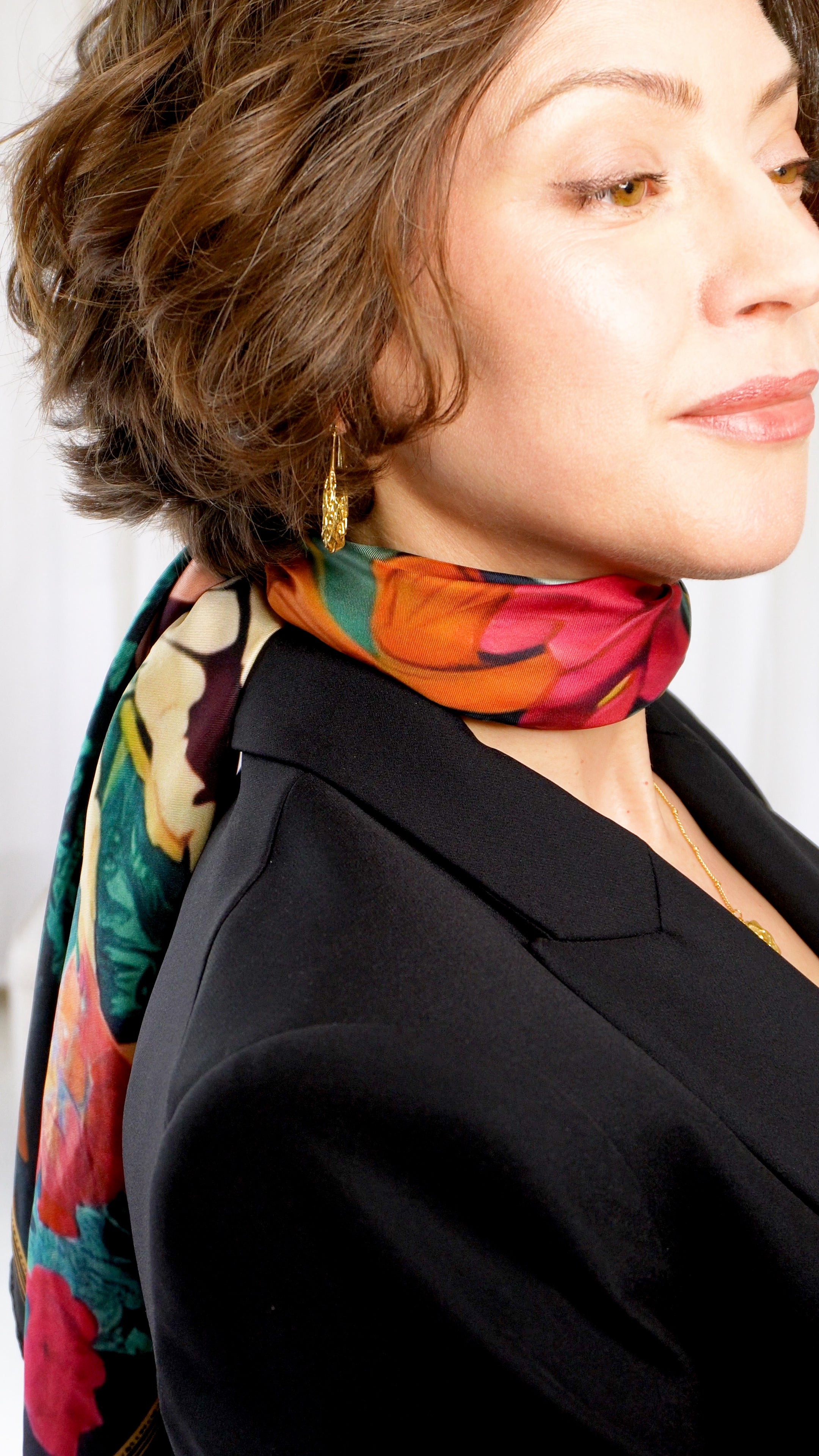 Fionna 100% Silk Scarf | Deep Jewel Tones | 36