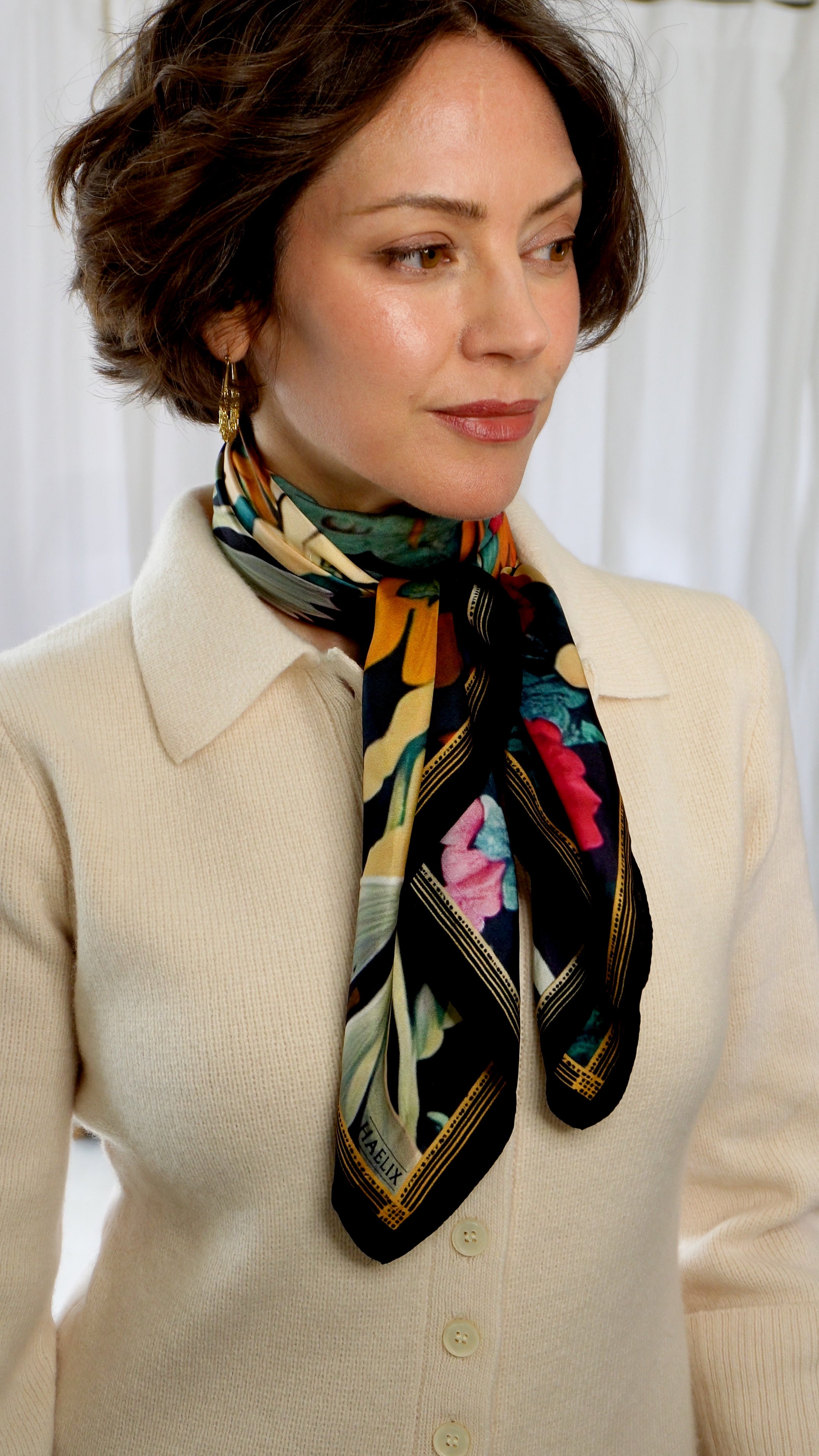 Fionna 100% Silk Scarf | Deep Jewel Tones | 36