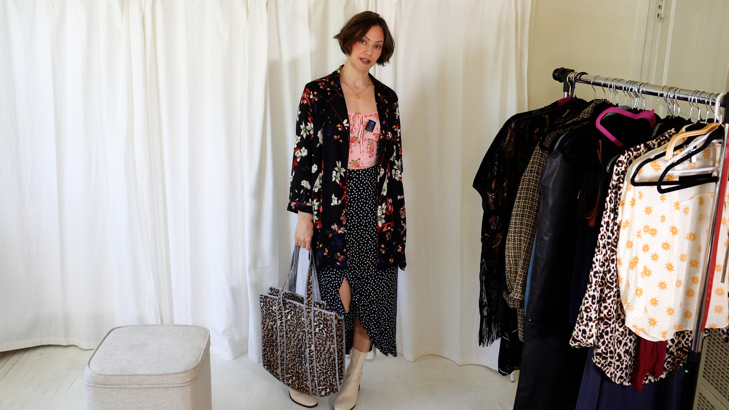 Structured Tote Bag with zipper and inside pocket - Leopard Lady