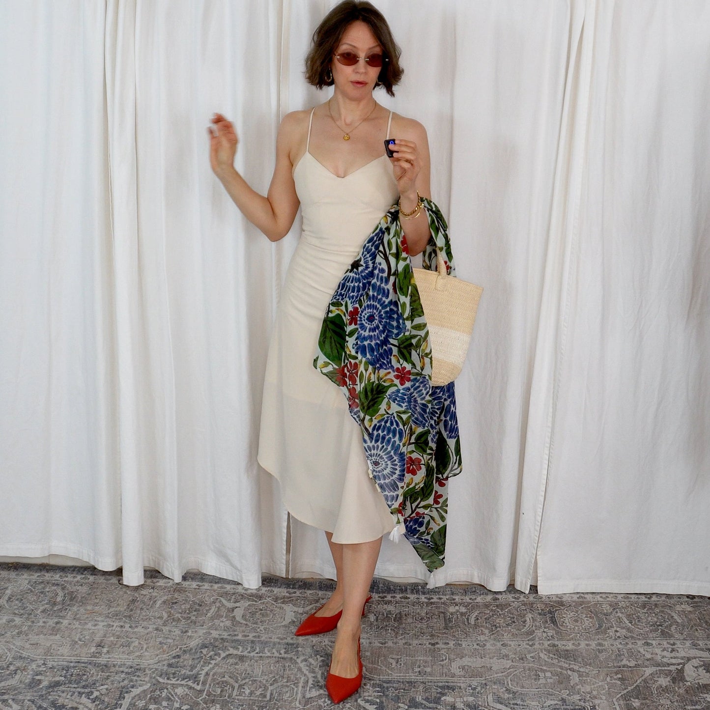 Lille Flower Garden Cotton Scarf | Large Lightweight 100% Cotton