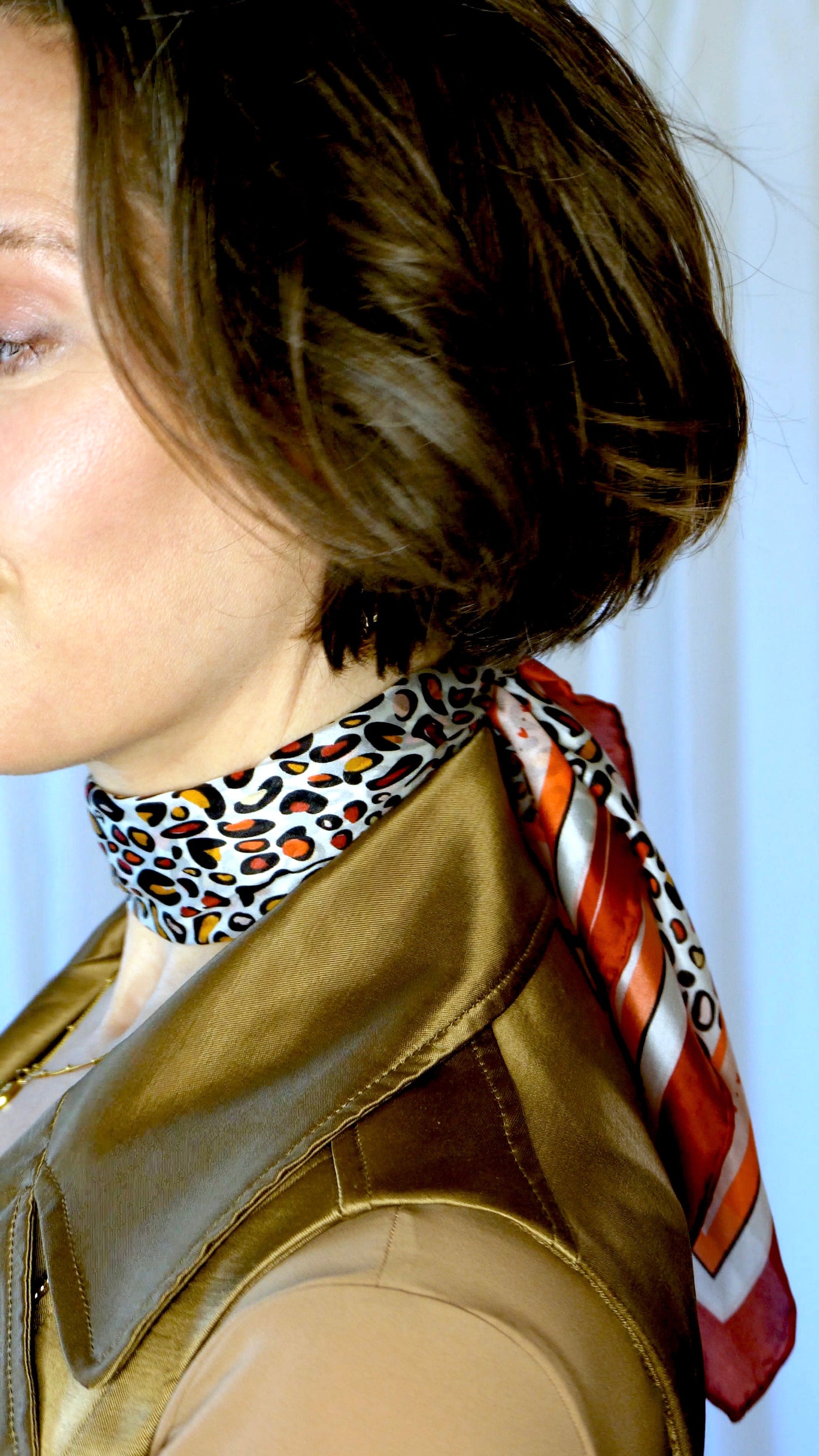 Loren 100% Silk Scarf | Red Leopard Print Scarf | Lightweight Silk
