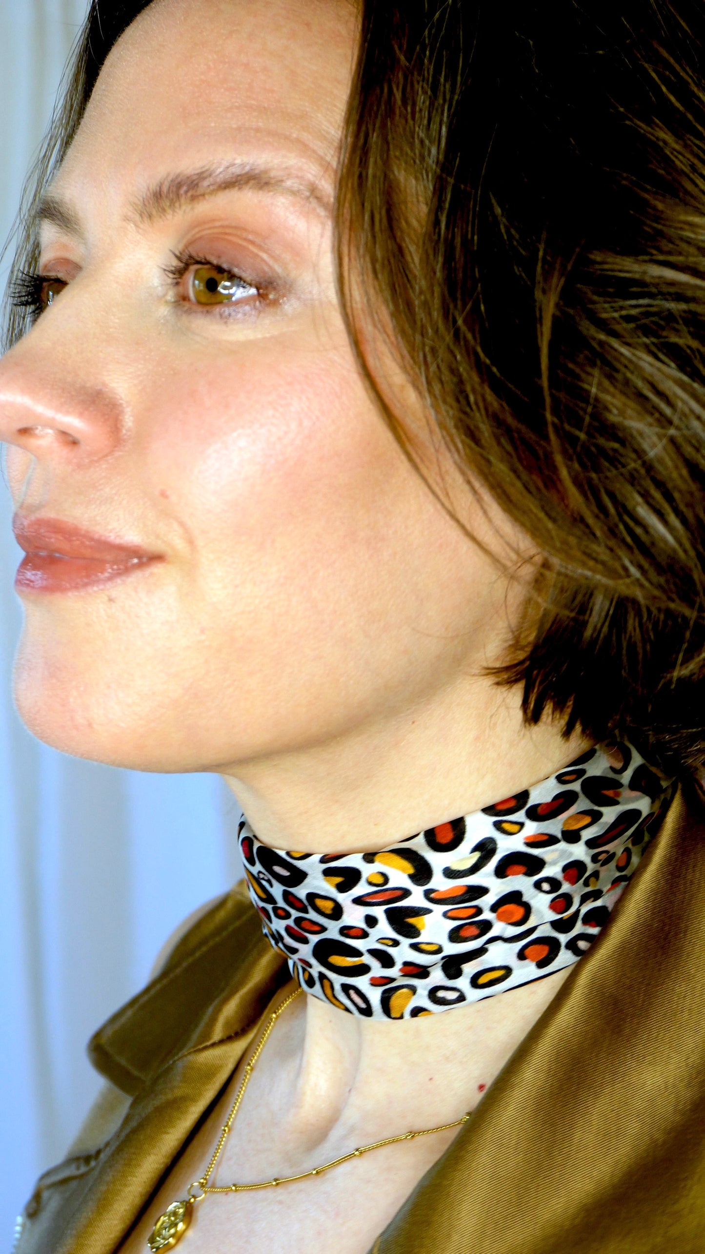 Loren 100% Silk Scarf | Red Leopard Print Scarf | Lightweight Silk