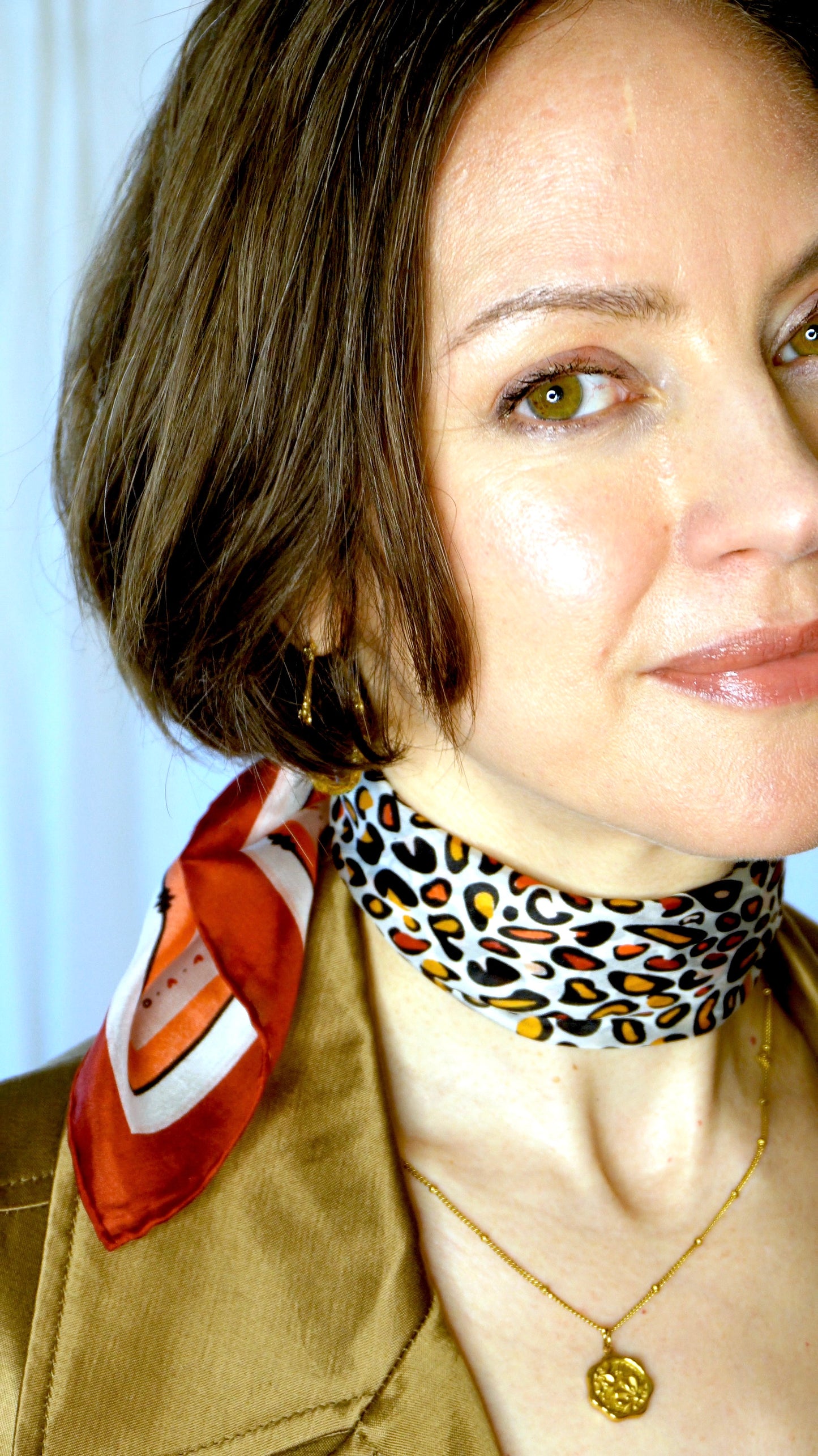 Loren 100% Silk Scarf | Red Leopard Print Scarf | Lightweight Silk