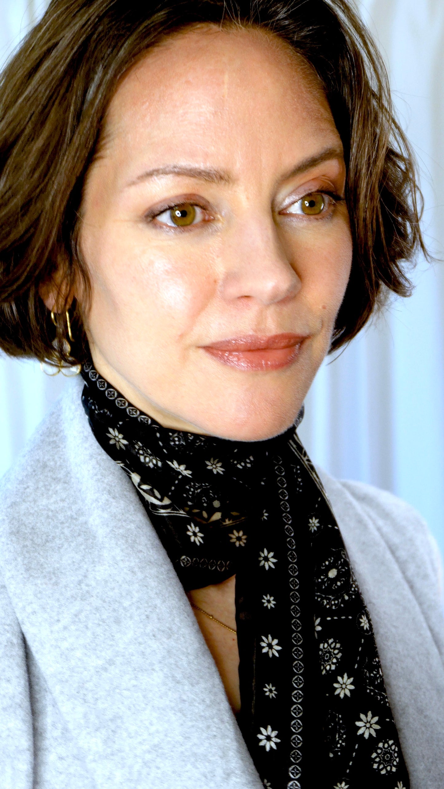 Luna 100% Silk Scarf | Black Block Print | Ultrathin Silk