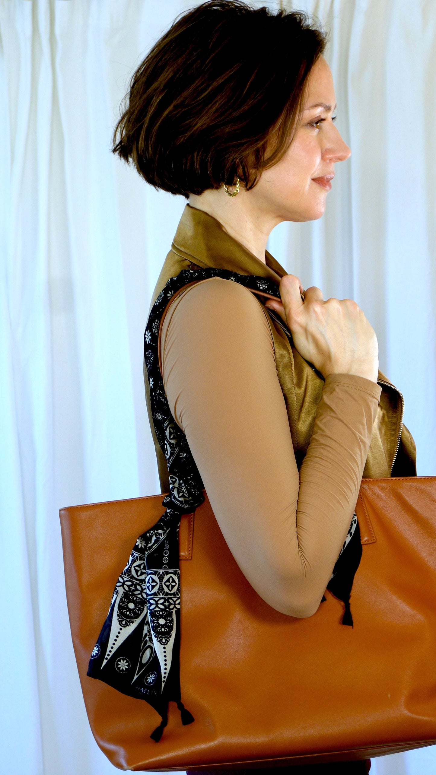 Luna 100% Silk Scarf | Black Block Print | Ultrathin Silk