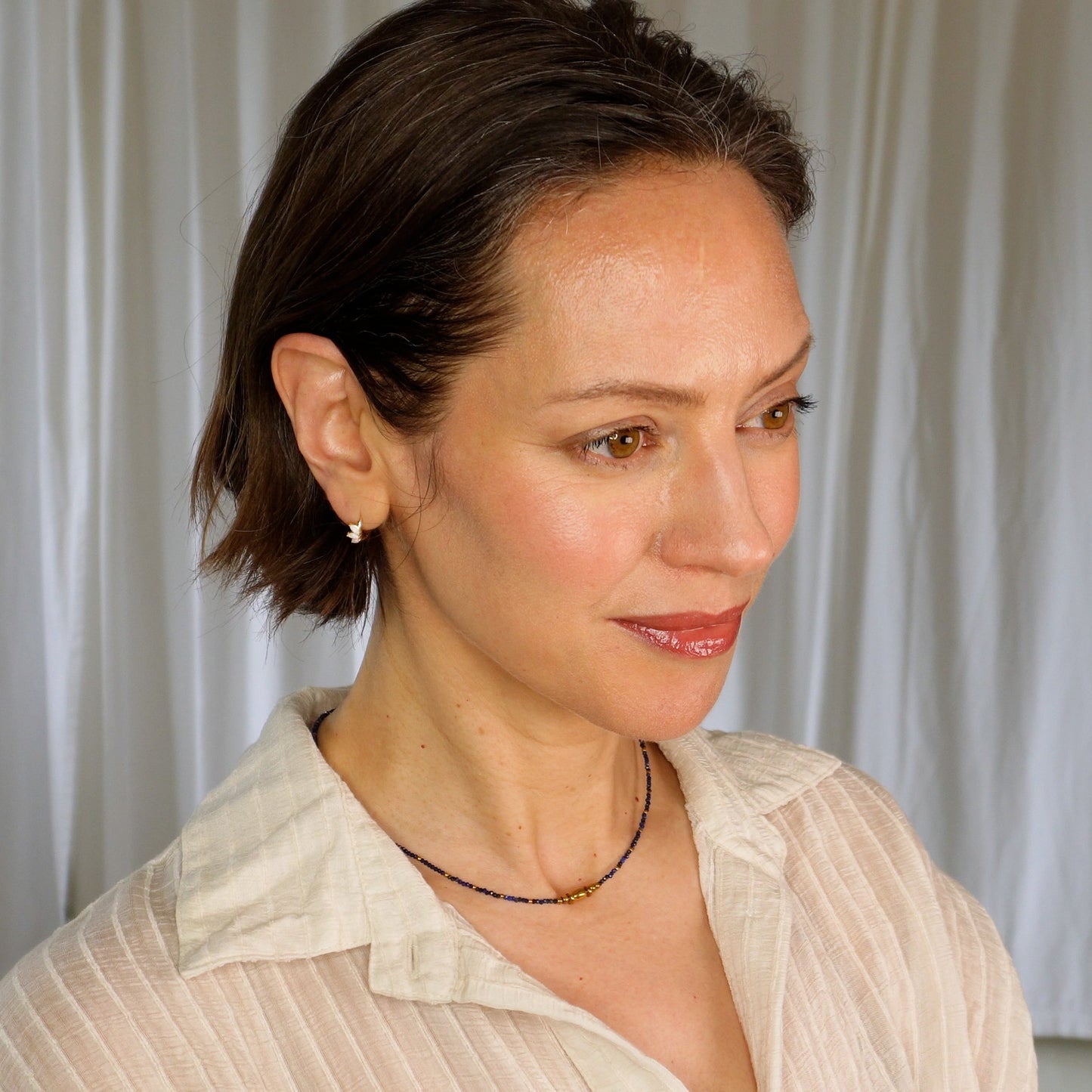 Opal Trio Huggie Earrings in 18k Gold Plated