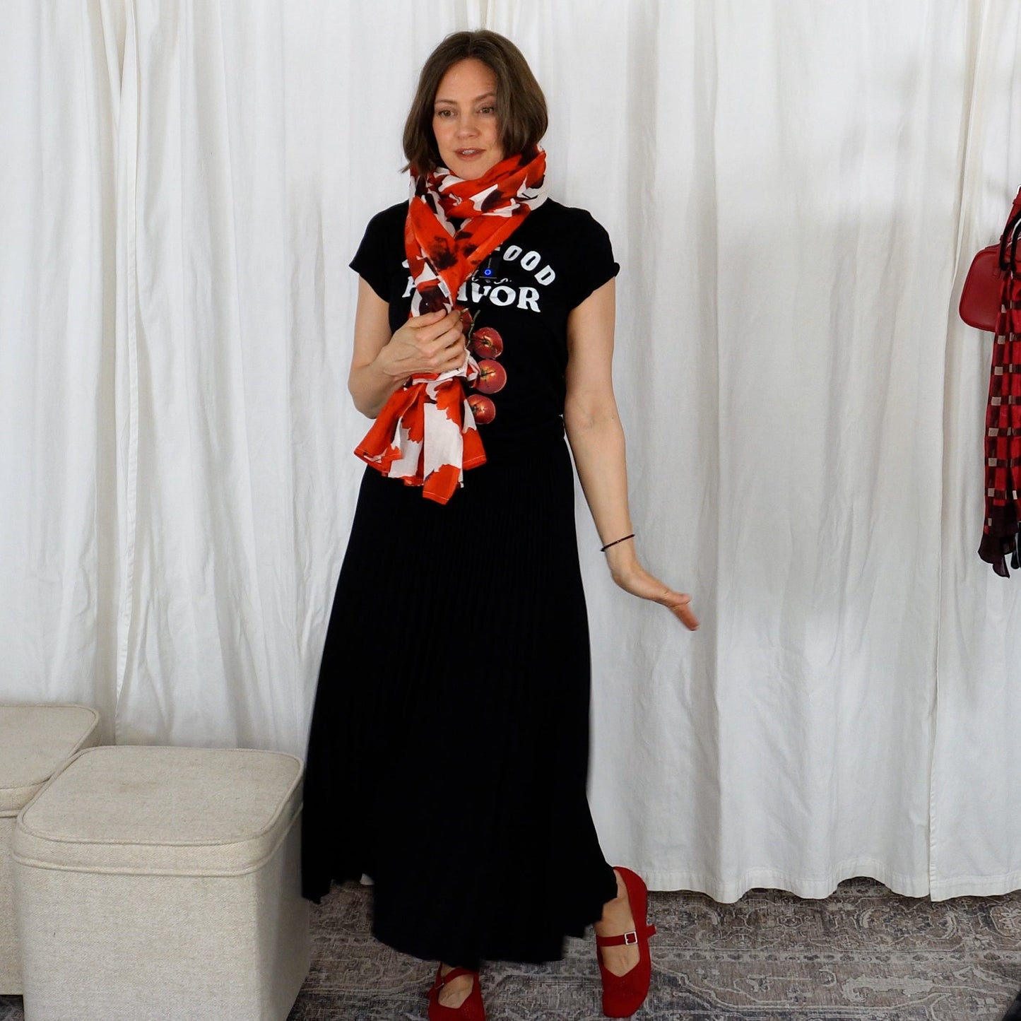 Red Poppies Cotton Scarf | Large Lightweight 100% Cotton