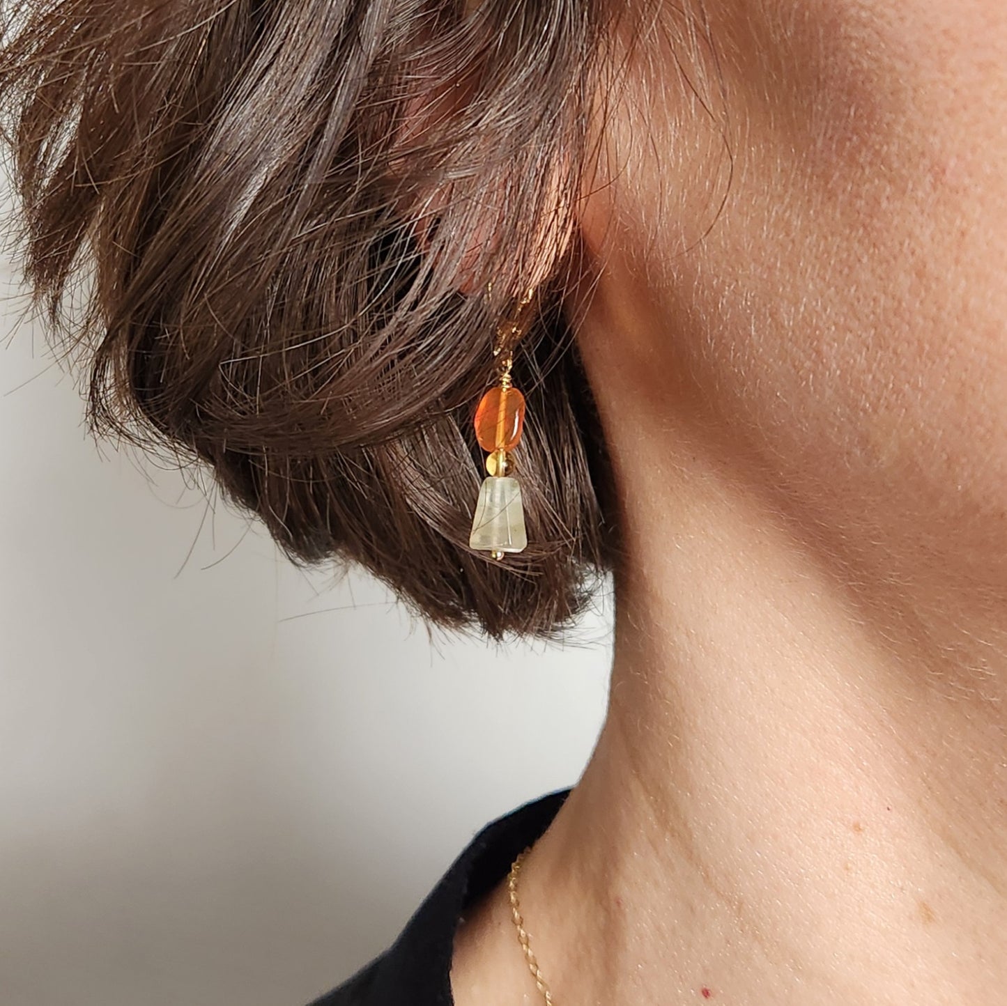Chloe dangle earrings in 14k gold filled with Carnelian, Citrine,  and Aventurine gemstones
