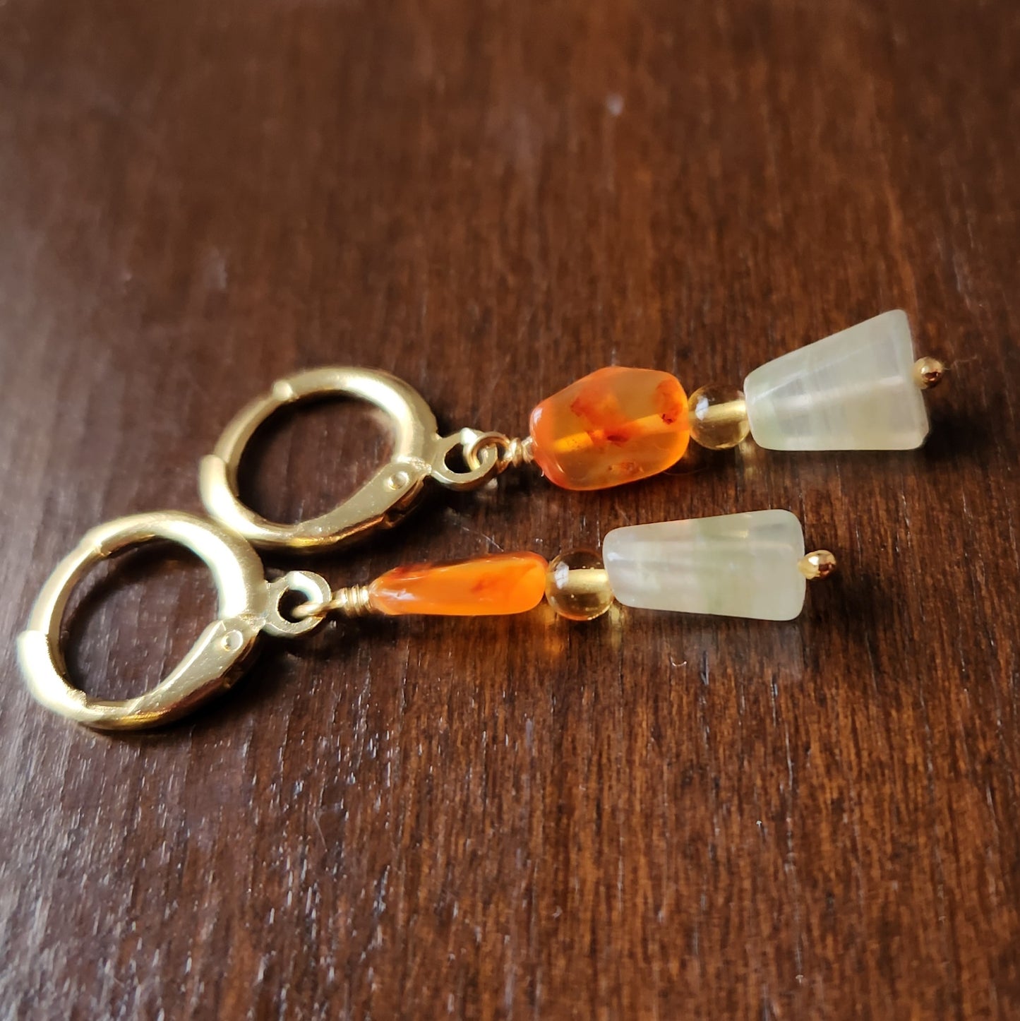 Chloe dangle earrings in 14k gold filled with Carnelian, Citrine,  and Aventurine gemstones
