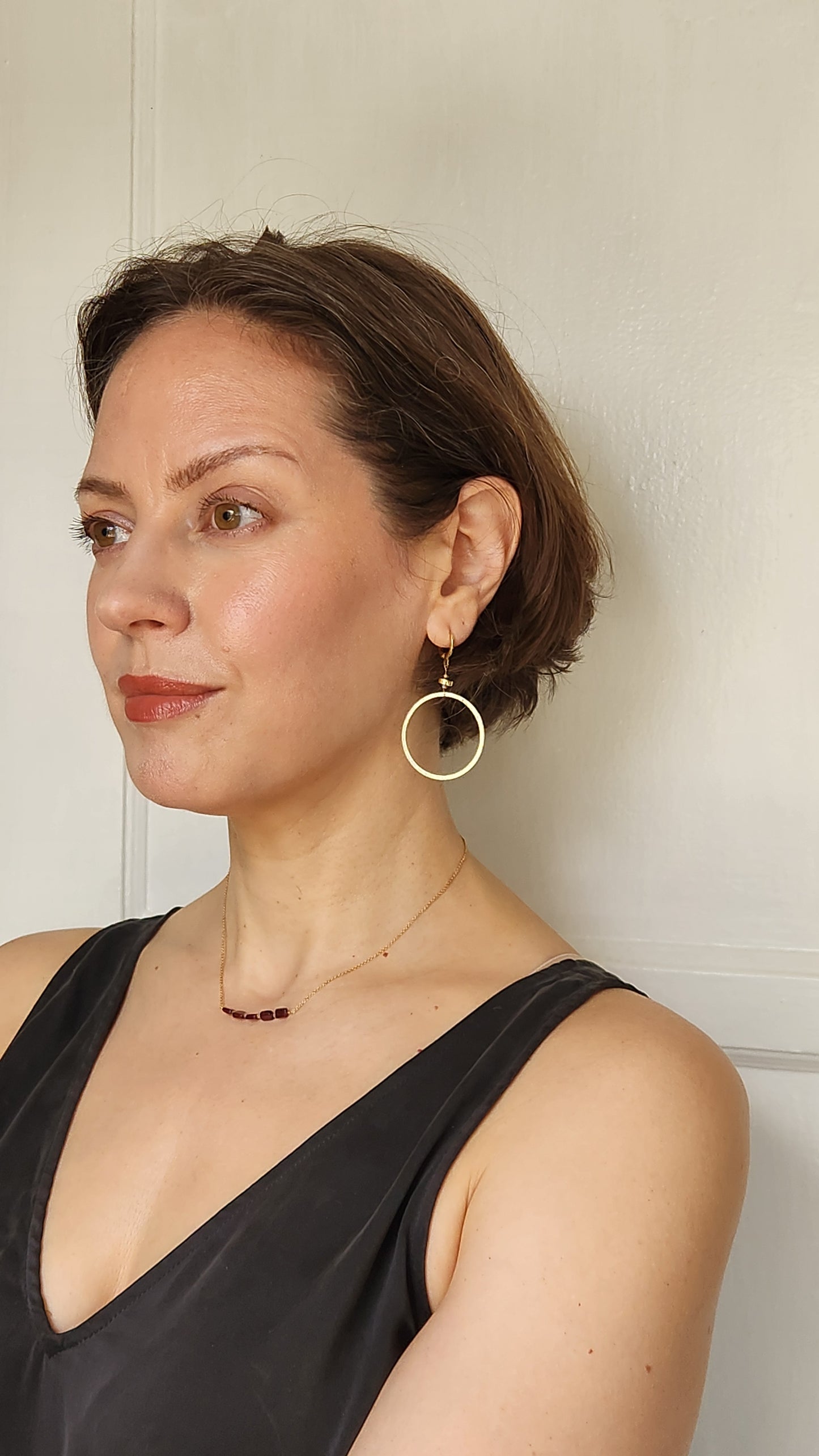 Dramatic Dangle Circle Earrings 18k Gold plated ear clasps