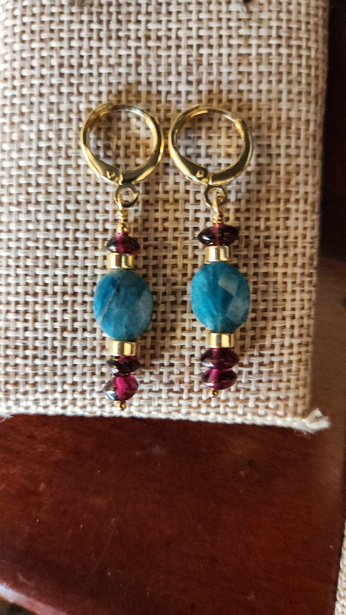 Apatite and Garnet Earrings 18k Gold plated ear clasps