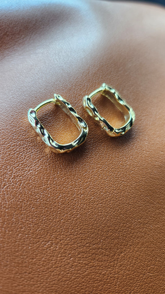 Chunky Rectangle Huggie Earrings