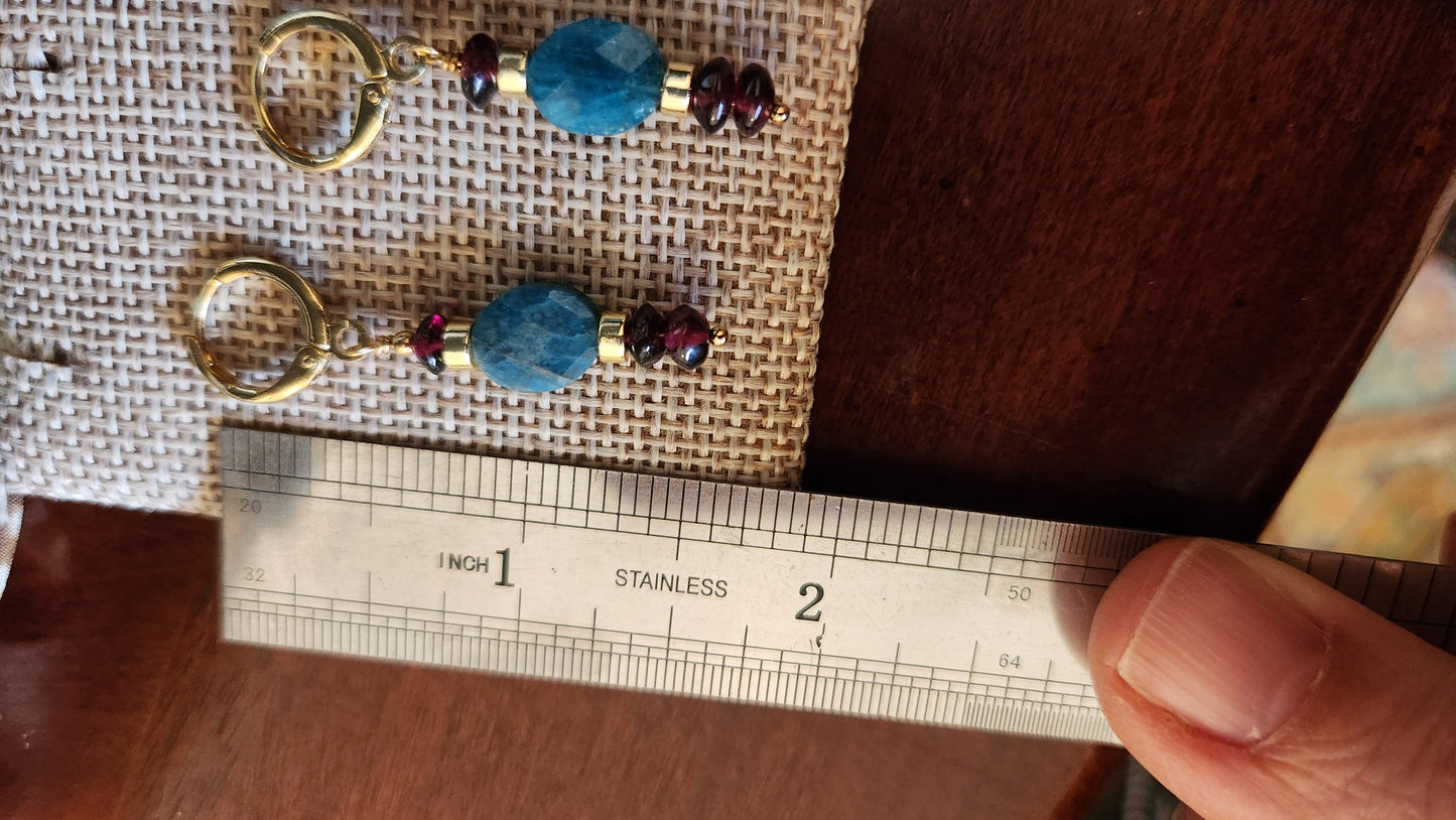 Apatite and Garnet Earrings 18k Gold plated ear clasps