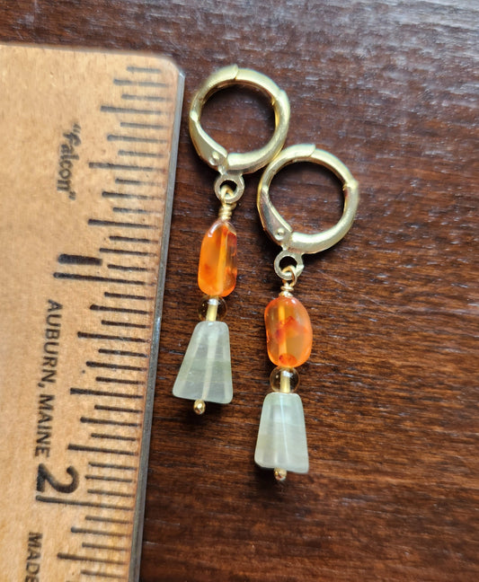 Chloe dangle earrings in 14k gold filled with Carnelian, Citrine,  and Aventurine gemstones