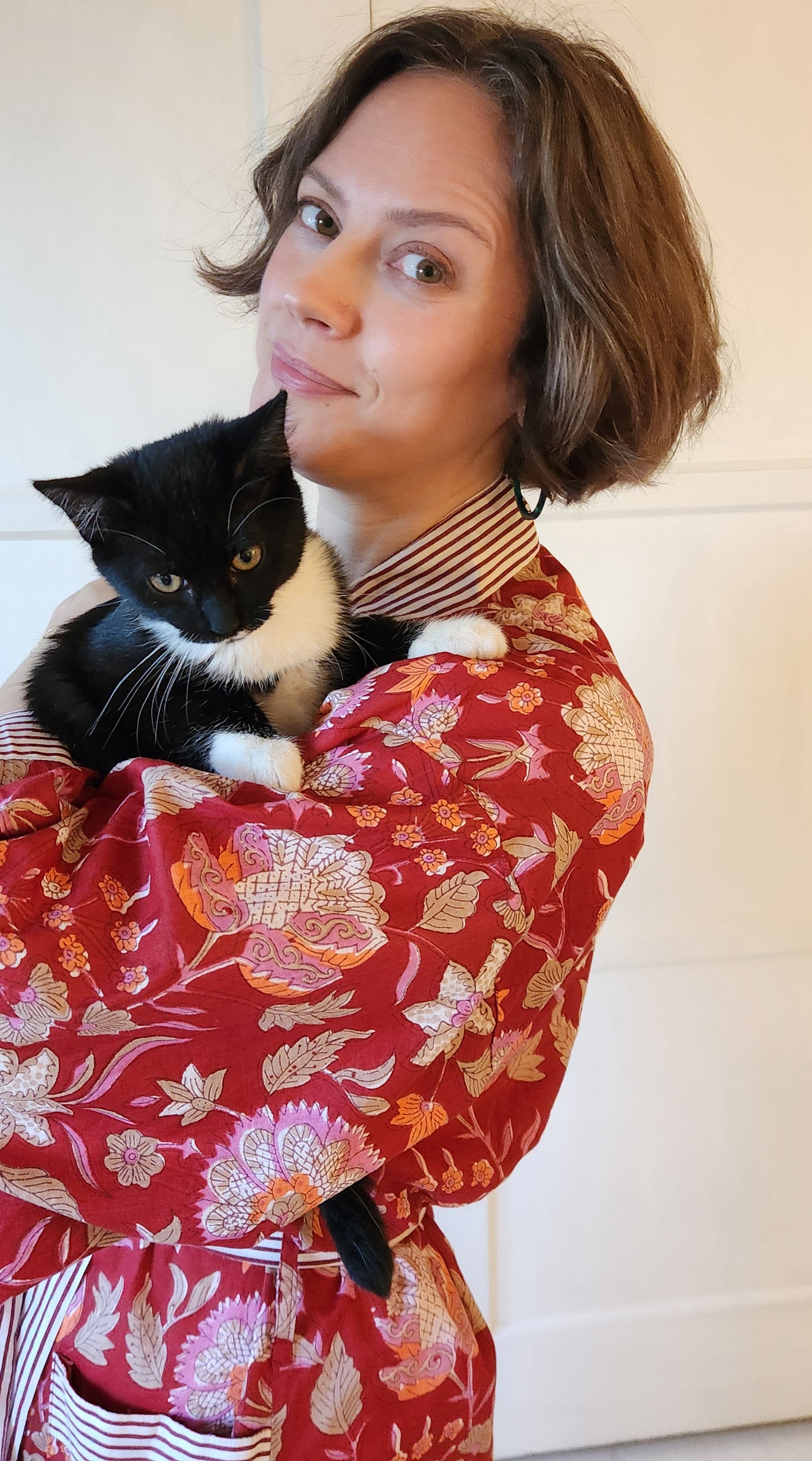 Selah Red Floral Cotton Dressing Robe