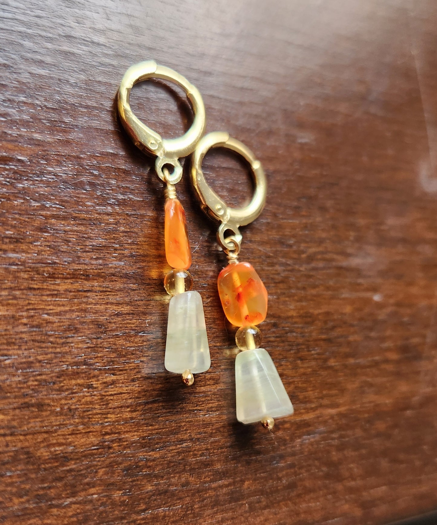 Chloe dangle earrings in 14k gold filled with Carnelian, Citrine,  and Aventurine gemstones