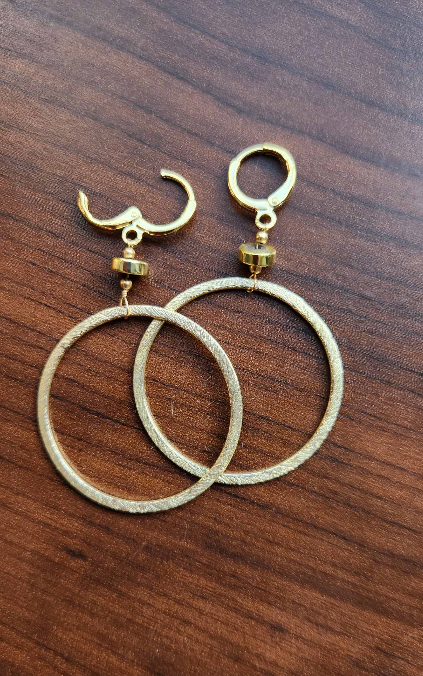 Dramatic Dangle Circle Earrings 18k Gold plated ear clasps