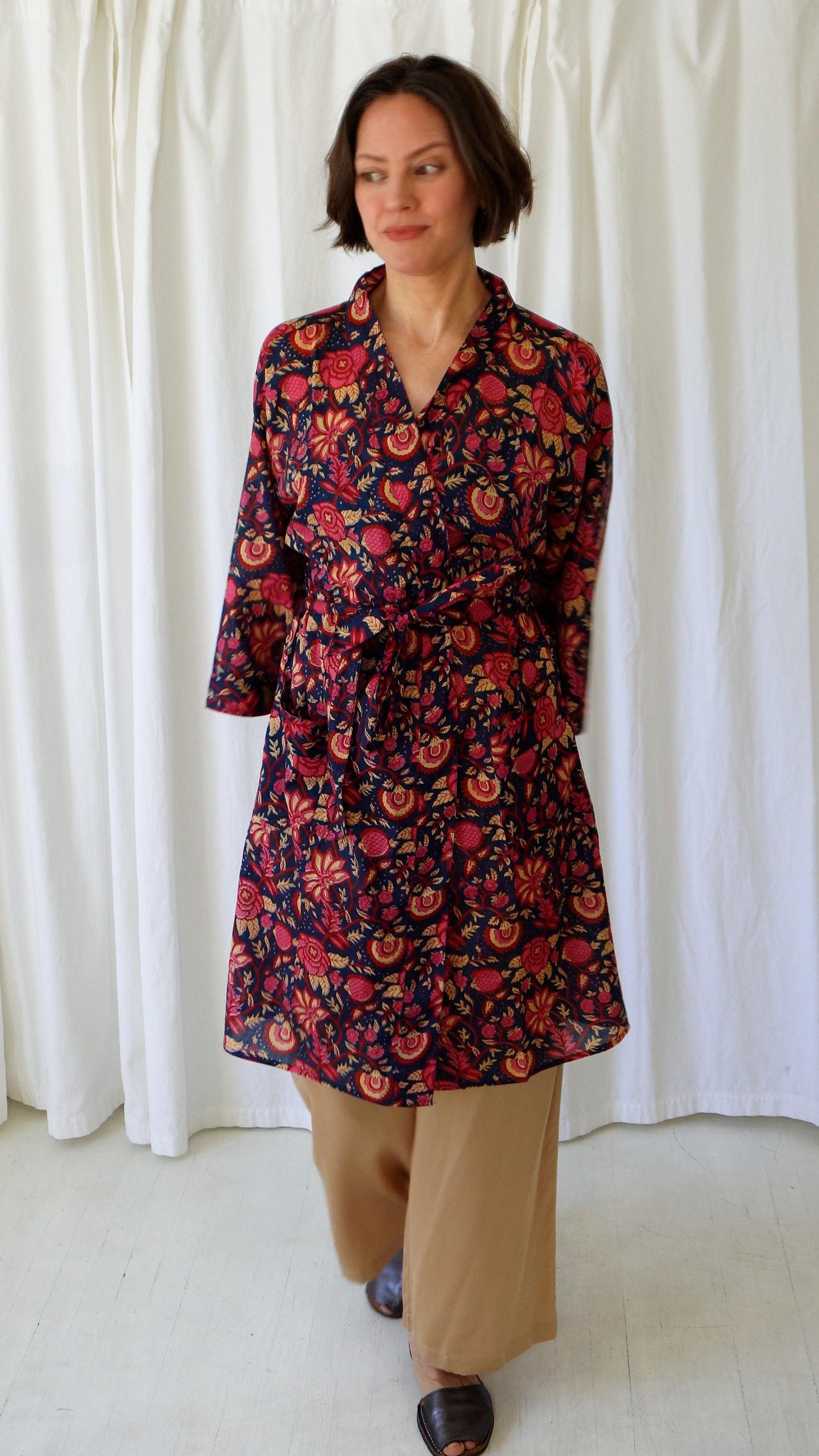 Camila Floral Cotton Dressing Robe