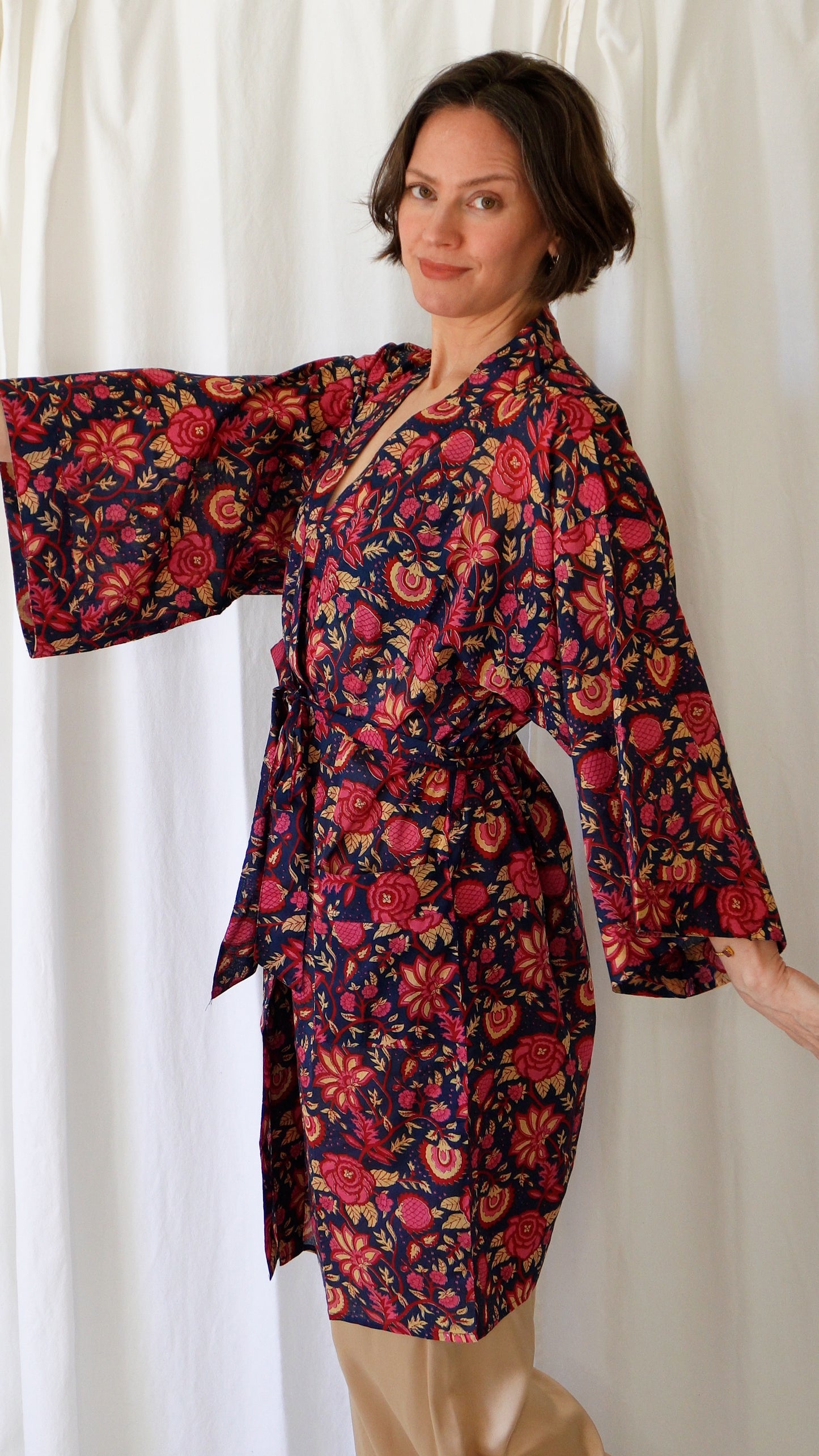 Camila Floral Cotton Dressing Robe
