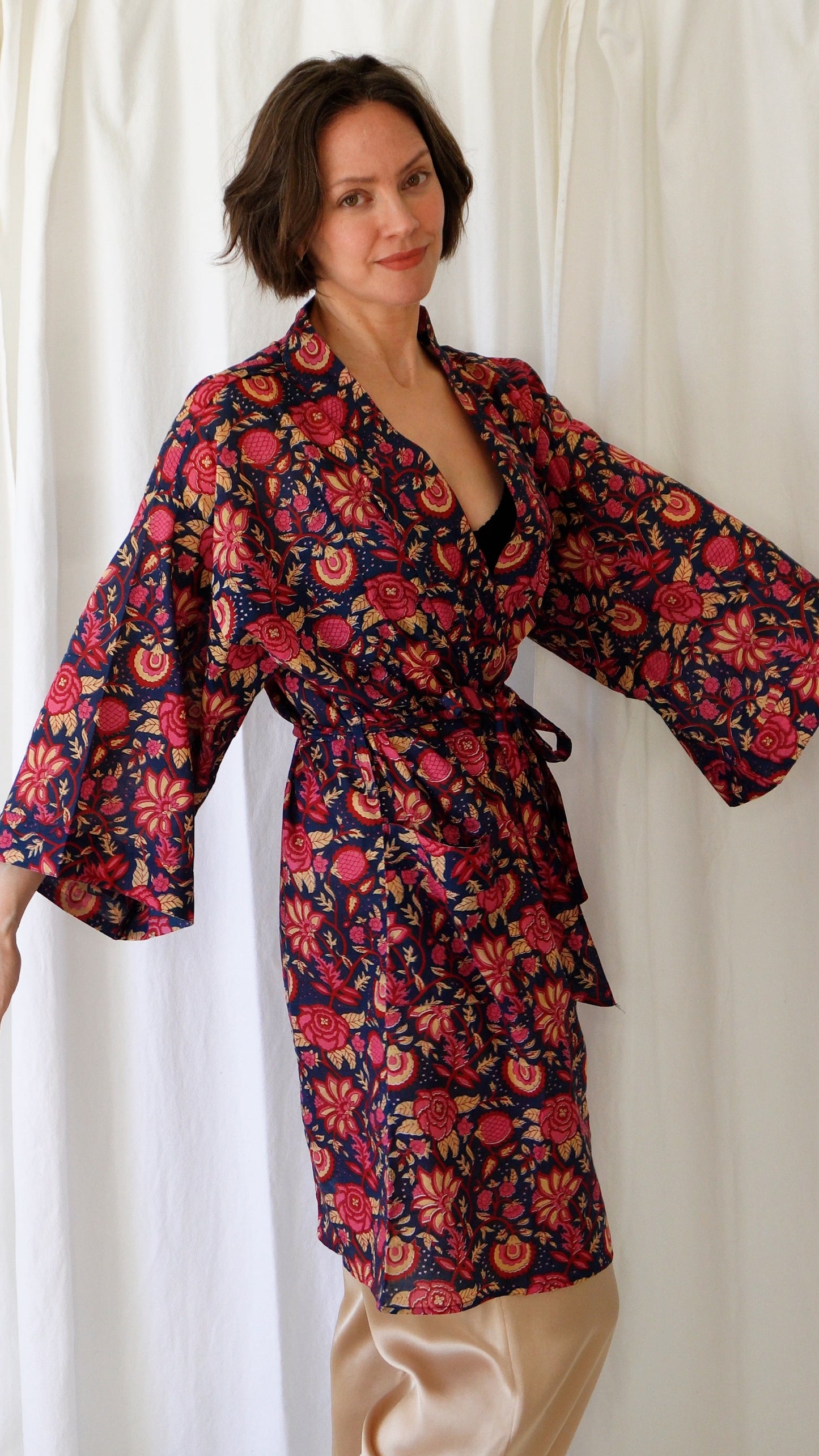 Camila Floral Cotton Dressing Robe