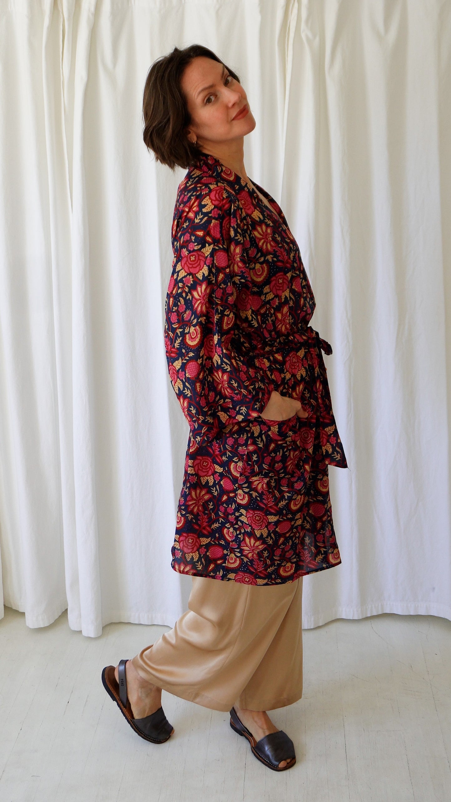 Camila Floral Cotton Dressing Robe