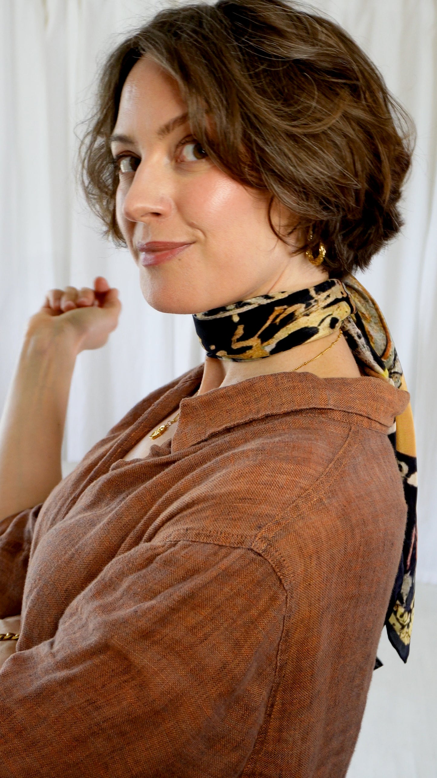 Sasha 100% Silk Scarf | Black Batik | 30" Square | Crepe Silk