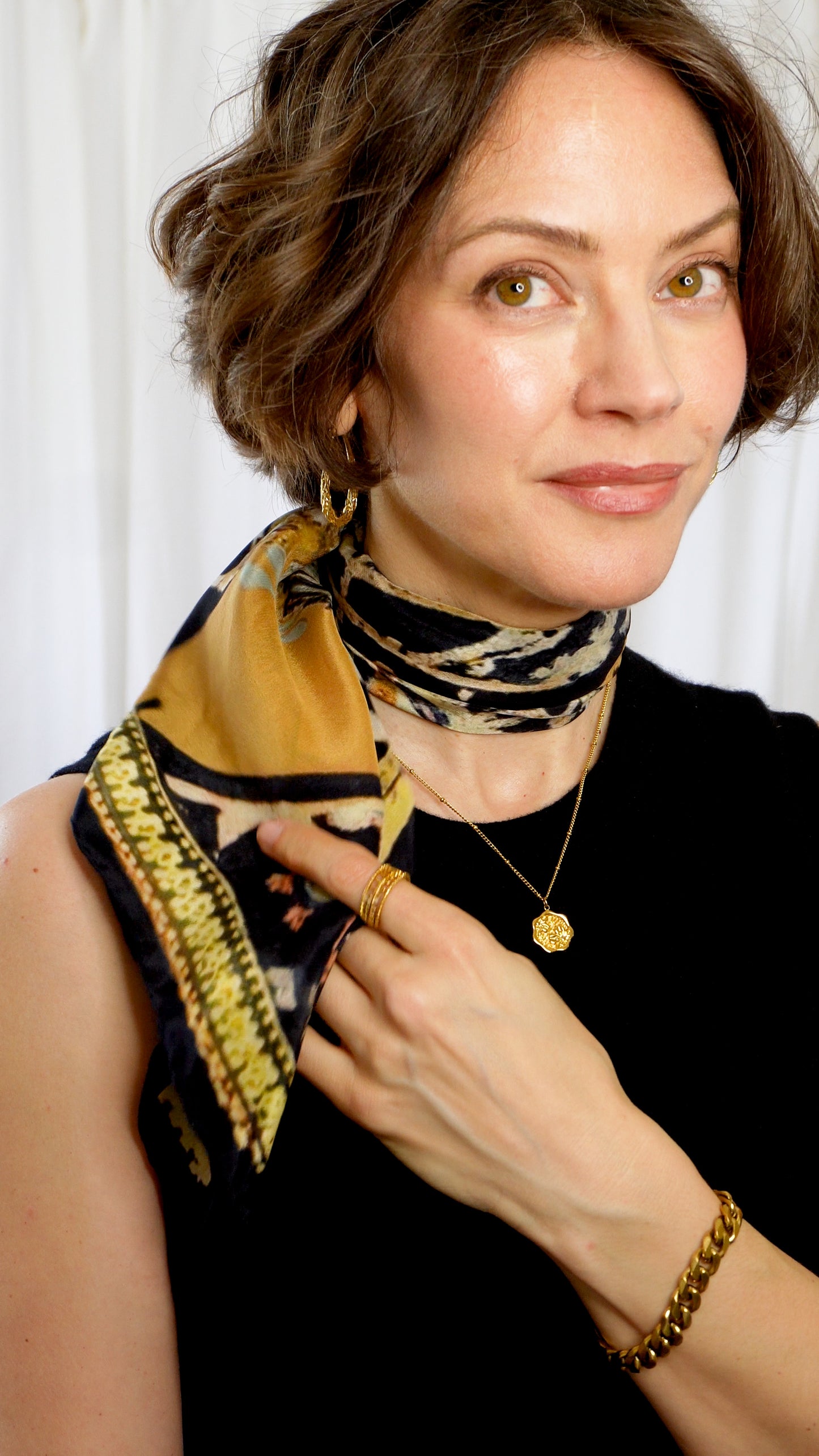 Sasha 100% Silk Scarf | Black Batik | 30" Square | Crepe Silk