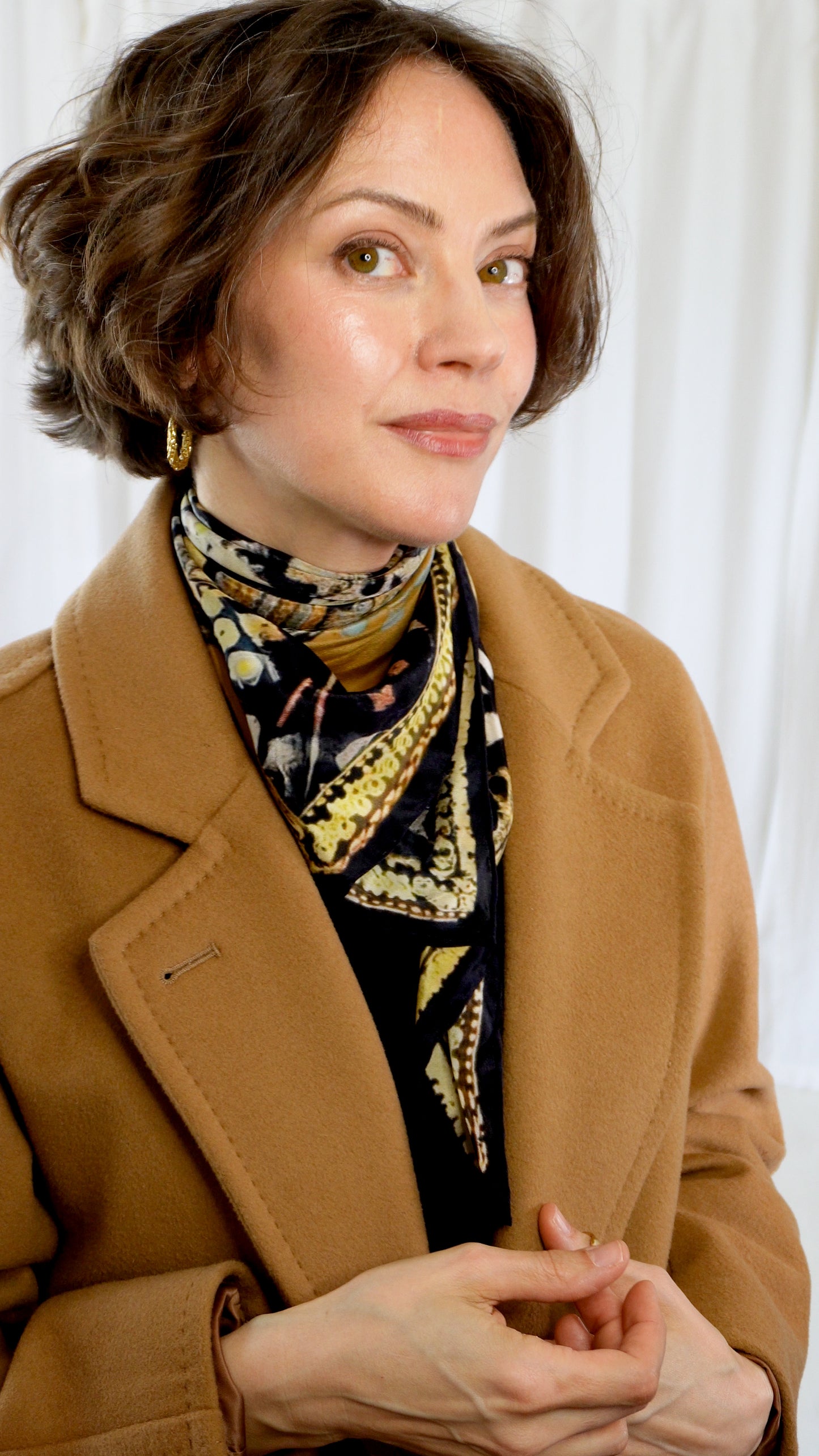 Sasha 100% Silk Scarf | Black Batik | 30" Square | Crepe Silk