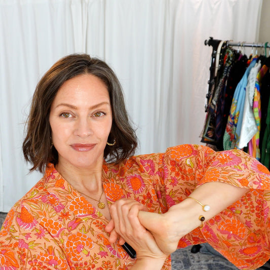 Grace Orange Floral Botanical Cotton Dressing Robe - Size XS-M
