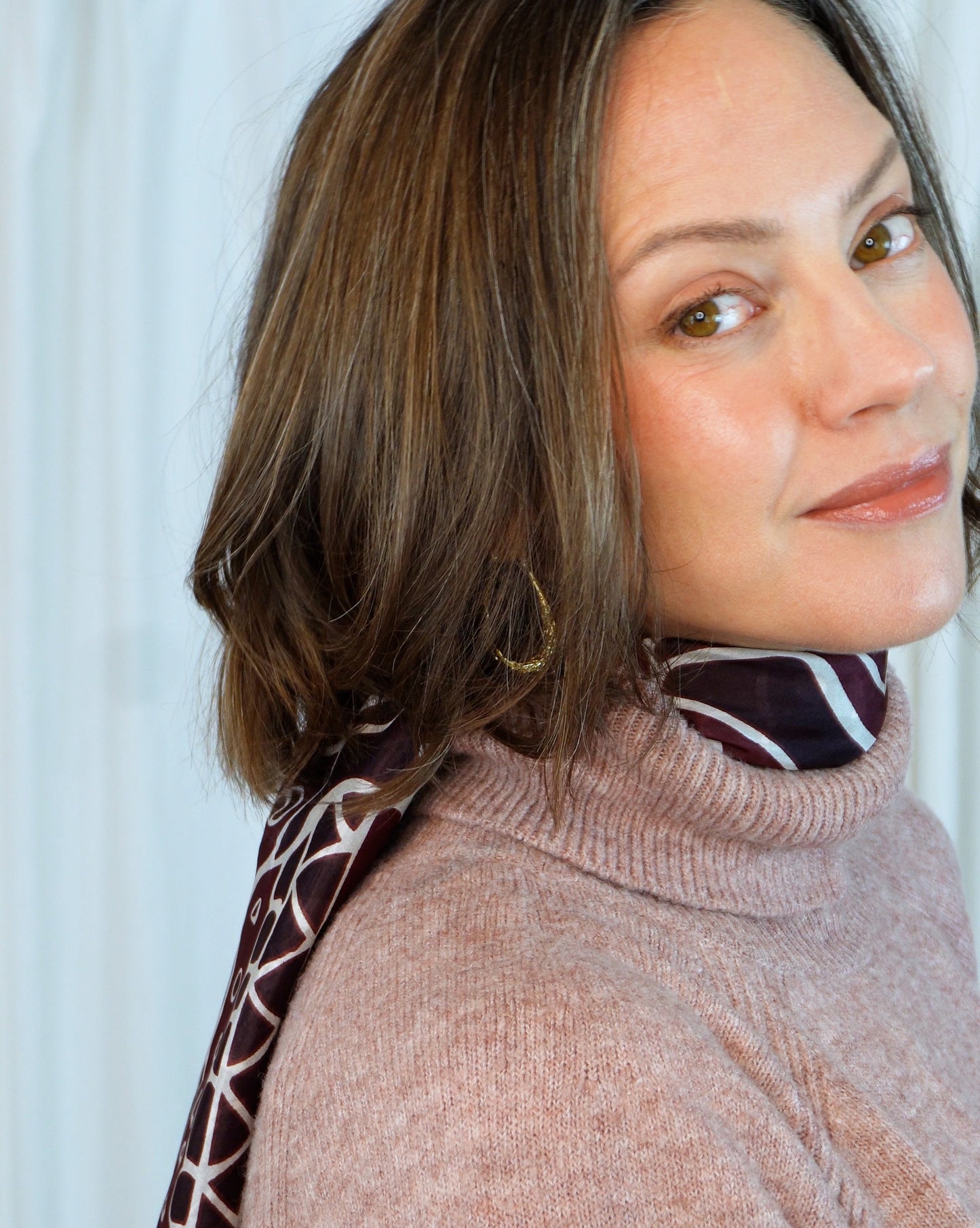 Vivienne 100% Silk Scarf | Burgundy | 41" Large Square | Ultra Lightweight