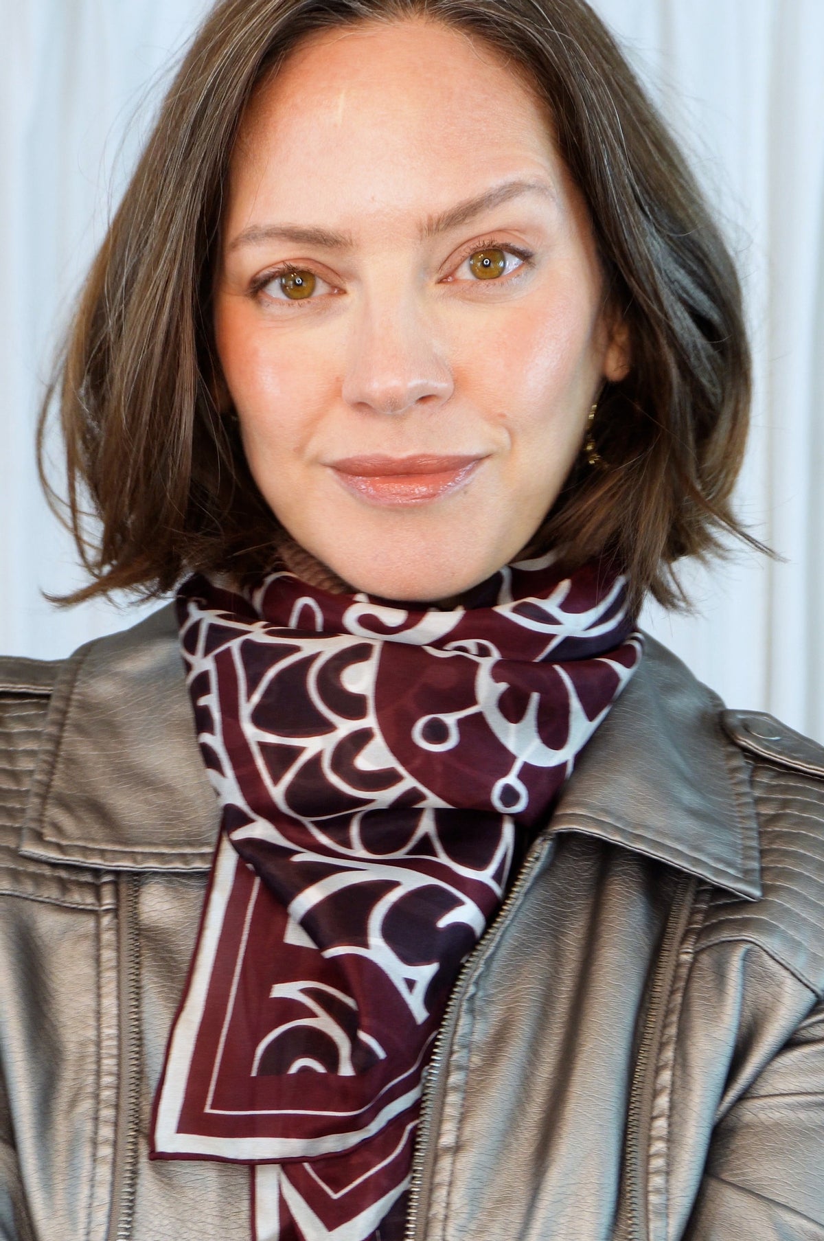 Vivienne 100% Silk Scarf | Burgundy | 41" Large Square | Ultra Lightweight