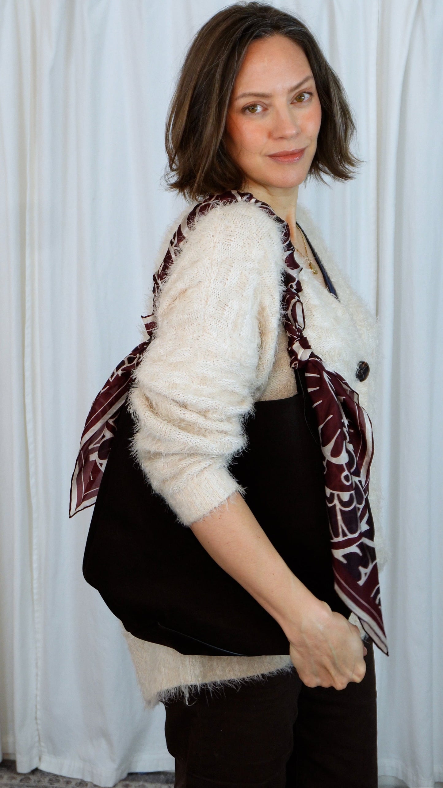 Vivienne 100% Silk Scarf | Burgundy | 41" Large Square | Ultra Lightweight
