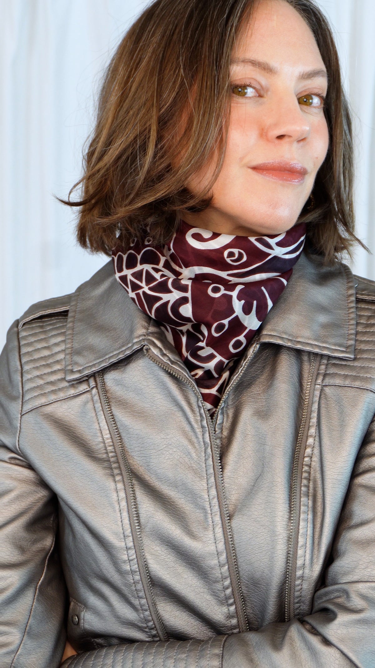 Vivienne 100% Silk Scarf | Burgundy | 41" Large Square | Ultra Lightweight